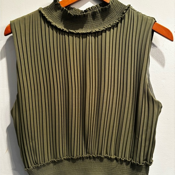 Nannette Olive Green Midi Dress midi size 14 pleated swing skirt feminine boho - Picture 10 of 12